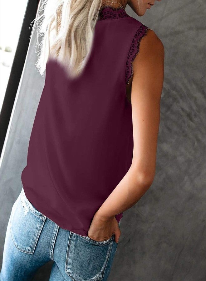 lime flare Women Sexy Summer Lace Trim Satin Cami Tank Tops Dressy Silk Blouse Shirt Camisole (M, Burgundy Eyelash Lace) - Image 2